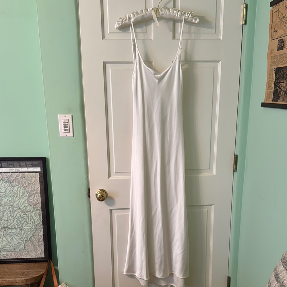 Elegant White Low Back Slip Dress